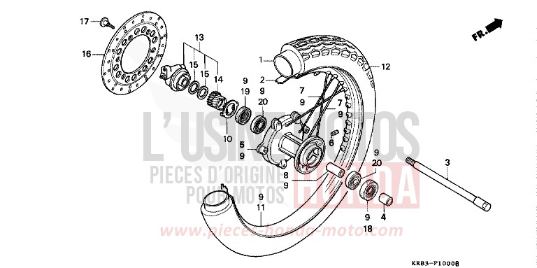 FRONT WHEEL for CA125 REBEL VORTEX PURPLE METALLIC (RP140) from 1995